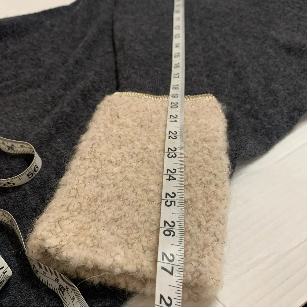 TORY BURCH Gray and Cream Angelina Turtleneck Alpaca Sweater Women’s Size XL - Picture 11 of 13